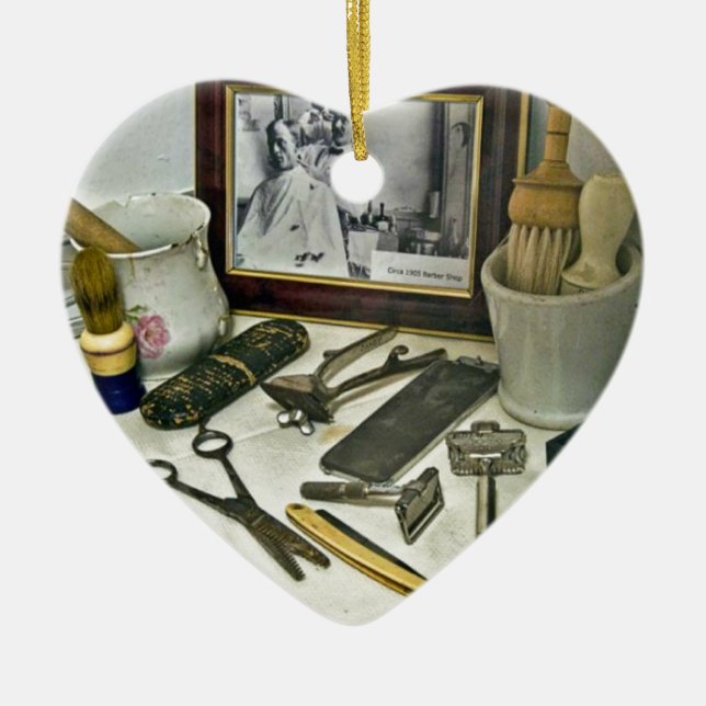 Barber Shop Ceramic Ornament (Front)
