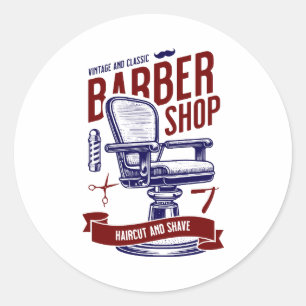 Barber Shop Classic Round Sticker