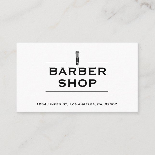 Barber Shop Clipper Logo Business Card (Front)