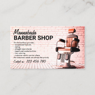 Barber shop custom photo pink business card