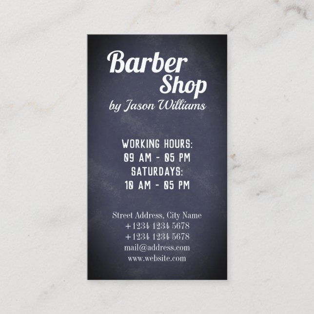 Barber shop dark marble business card (Front)