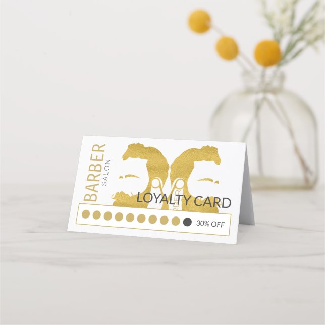 Barber shop elegant customer loyalty punch card (Front)