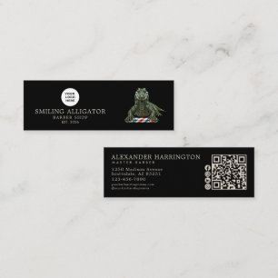 Barber Shop Emerald Alligator Qr Code Social Icons Mini Business Card