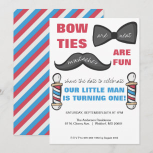 Barber Shop First Birthday Party Invitation