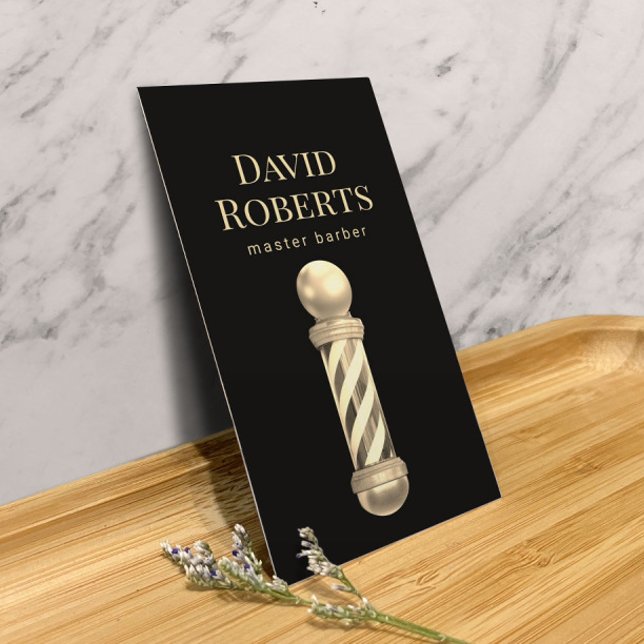 Barber Shop Gold Barber Pole Barbershop Hair  Business Card (Creator Uploaded)