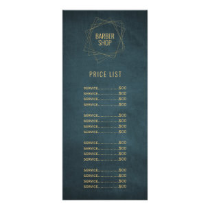 Barber shop gold navy elegant services list rack card