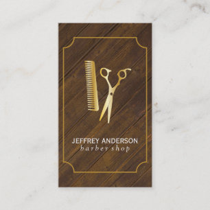 Barber Shop Golden Business Card