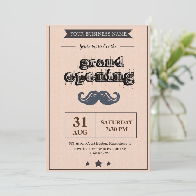 Barber Shop grand opening invitation (Standing Front)