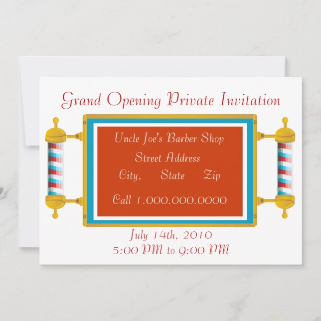 Barber Shop  Grand Opening Invitation (Front)