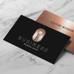 Barber Shop Hair Stylist Copper Barber Pole Logo Business Card