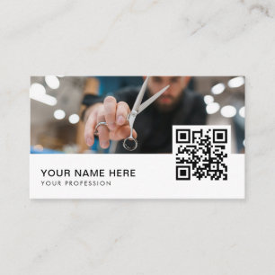 Barber Shop Hair Stylist Professional Bar QR Code Business Card
