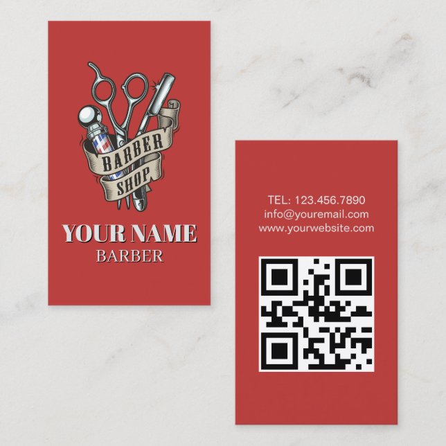 Barber Shop Hair Stylist Professional Barbershop Business Card (Front/Back)