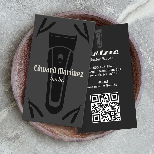 Barber Shop Hair Stylist Straight Razor  Business Card (Creator Uploaded)