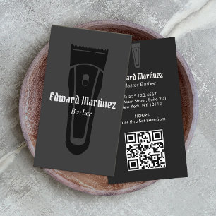 Barber Shop Hairdresser Modern Black Hair Clipper Business Card
