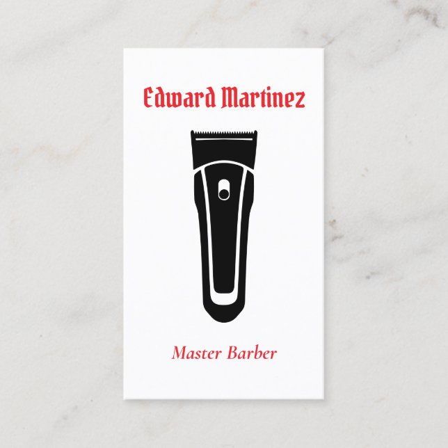Barber Shop Hairdresser, Modern Hair Clipper Business Card (Front)