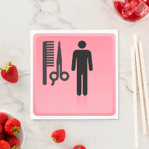 Barber Shop Icon Haircut Comb and Scissors  Napkin