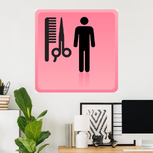 Barber Shop Icon Haircut Comb and Scissors  Poster
