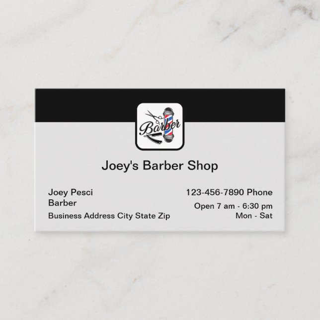 Barber Shop Light Business Cards (Front)