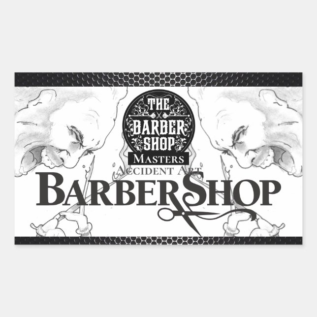 Barber Shop Logo Rectangular Sticker (Front)
