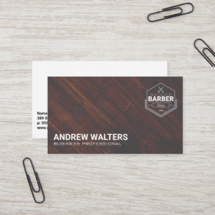 Barber Shop Logo   Wooden Boards Business Card