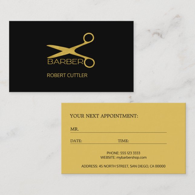 Barber shop luxury logo appointment template card (Front/Back)