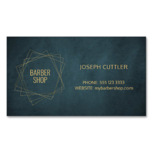 Barber shop luxury vintage navy gold magnetic Magnetic business card