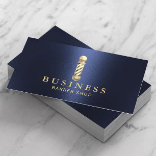 Barber Shop Modern Navy & Gold Hair Stylist  Business Card