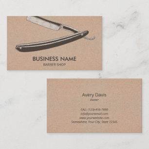 Barber Shop Old School Barber Razor CUSTOM Business Card