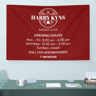 Barber shop opening hours custom banner