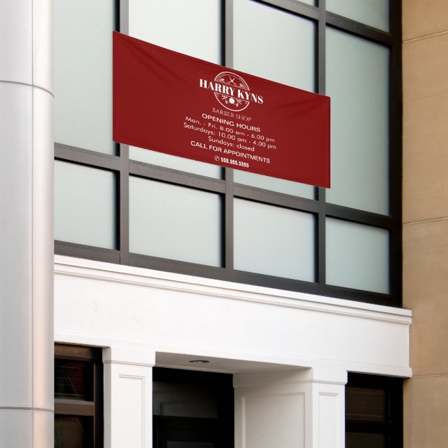 Barber shop opening hours custom banner (Outside Building)