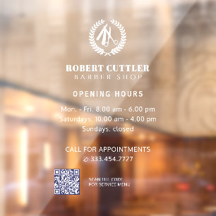 Barber shop opening hours custom logo QR CODE