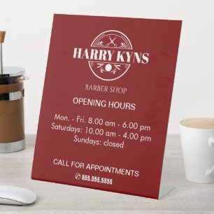 Barber shop opening hours custom pedestal sign