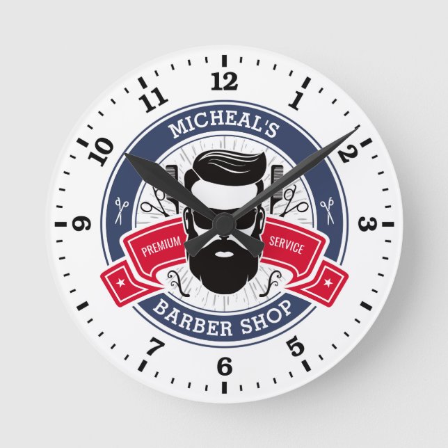 Barber Shop Personalised Wall Clock (Front)