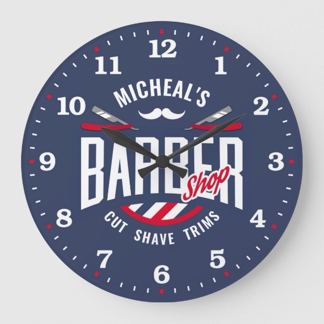 Barber Shop Personalised Wall Clock (Front)