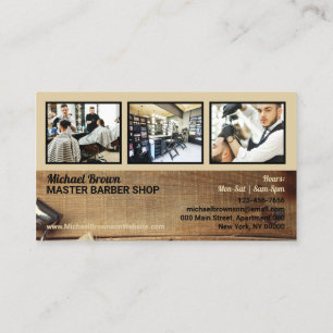 Barber shop photo rustic hair salon for men business card