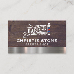 Barber Shop Pole and Scissors Business Card