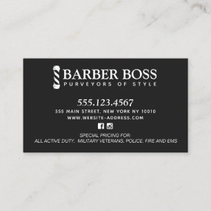 Barber Shop Pole Black and White Business B Business Card