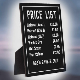 Barber Shop Price List Plaque
