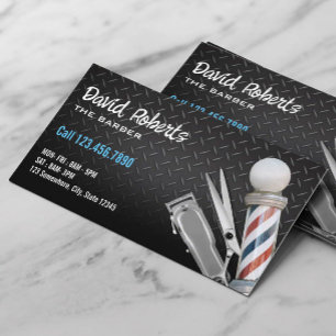 Barber Shop Professional Hair Clipper Dark Metal Business Card