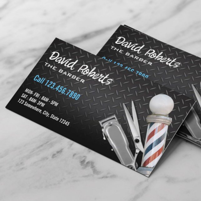 Barber Shop Professional Hair Clipper Dark Metal Business Card (Creator Uploaded)