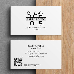 Barber shop professional hair stylist scissor pole business card