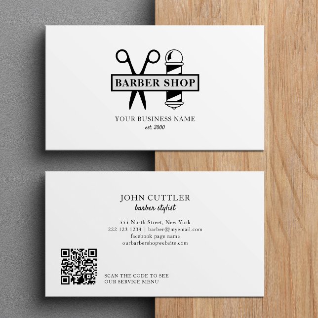 Barber shop professional hair stylist scissor pole business card (Creator Uploaded)