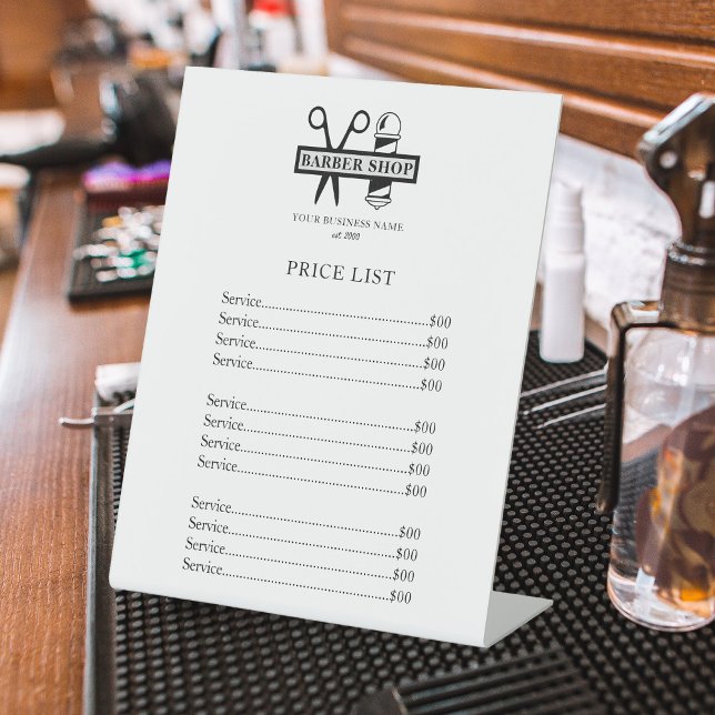 Barber shop professional salon price list pedestal sign (Creator Uploaded)