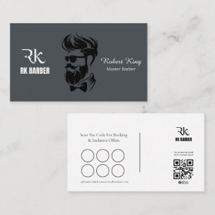 Barber Shop Punch Card Business Card QR