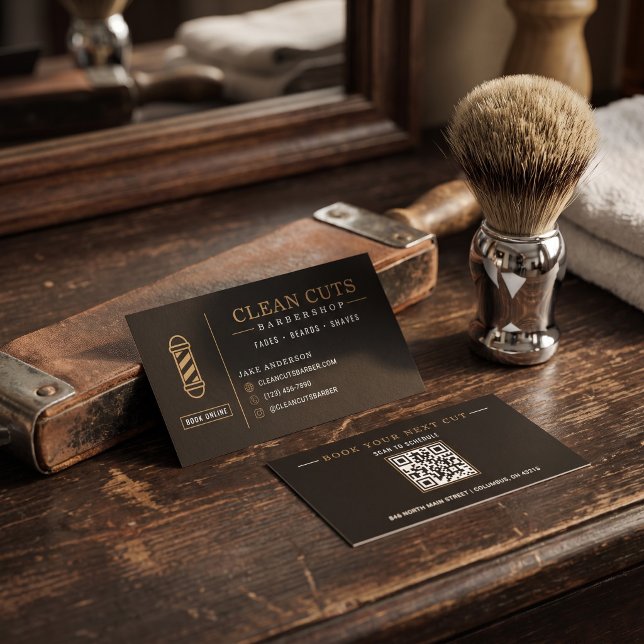 Barber Shop QR Code Business Card (Creator Uploaded)
