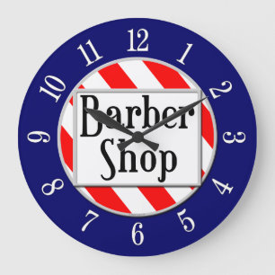 Barber Shop Red, White and Blue Retro Clock