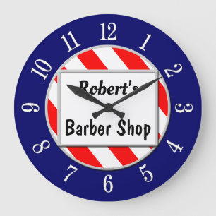 Barber Shop Retro Red, White and Blue Custom Clock
