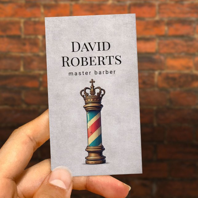 Barber Shop Royal Barber Pole Barbershop Hair Business Card (Creator Uploaded)