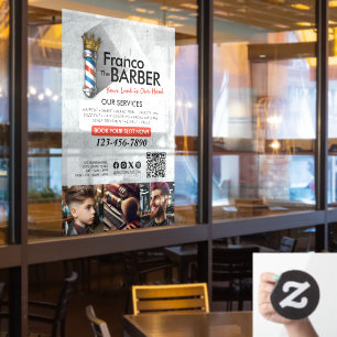 Barber Shop Royal Crown Barber Pole Hair Salon QR