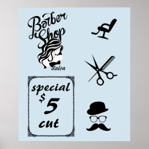 barber shop salon art print poster